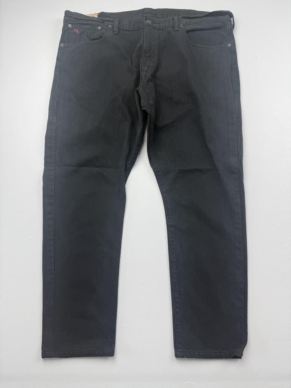 Polo Ralph Lauren Andrew Jeans Mens 40x30 Black Charcoal Denim Relaxed Straight